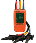 3 Phase Rotation And Motor Tester With Non Contact Detection, 40V To 600V AC Range, 2 To 400 Hz, color coded clips, protective pouch