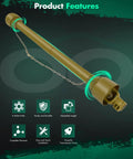 Professional Grade Top Tier Yellow Adjustable Pto Shaft For Tractors 39 To 62 Inch Drive Line With One Three Eight Splines, features chain and six spline ends.