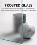Close-up of frosted tempered glass panel for Dope Double Glass Barn Door Kit With 8 Ft Hardware 21 By 84 Inch MDF Slab Door.