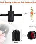 Heavy Duty Tire Repair Kit With Screw Plugs And T Handle, tools and size dimensions on display for flat tire repair