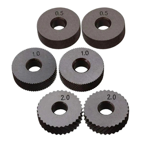 Lathe Knurling Tool Set With Double Wheel Heads Seven Piece Kit Pro Grade Top Notch Includes 0.5mm 1mm And 2mm Knurl Wheels