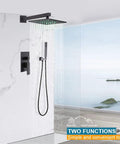 Two Way Outlet Shower Diverter Valve Mixer With Two Handles Pressure Balance Valve in shower set with rainfall and hand shower.