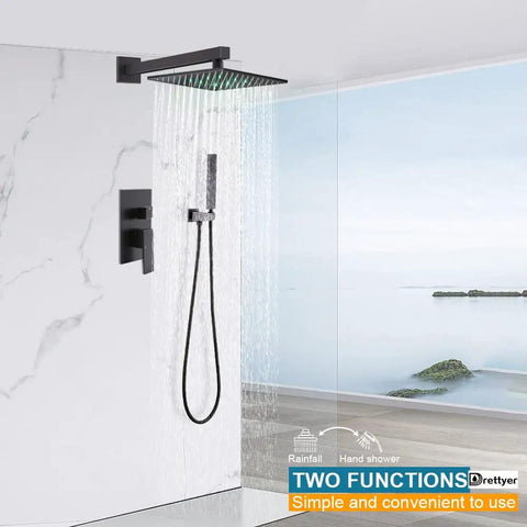 Two Way Outlet Shower Diverter Valve Mixer With Two Handles Pressure Balance Valve in shower set with rainfall and hand shower.