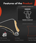 Must-Have Engine Timing Chain Kit With Tensioner For Hyundai And Kia 1.6L DOHC Vehicles display with packaging and components