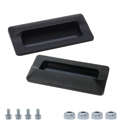2 Pack Concealed Recessed Pull Handles Square Flush Hidden For Doors Drawers Cabinets Zinc Alloy Matte Black 4 X 2 Inch with screws