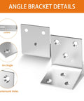 20 Pcs Stainless Steel L Brackets 2x2x2 Inch Heavy Duty Corner Braces for Wood with countersunk holes and arc angle details