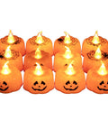 Lit Green LED Flameless Candles Pack 24 Pieces With Realistic Flicker Battery Powered Tea Lights for Halloween
