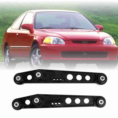 Rear Lower Control Arms Subframe Brace Kit For 1992-1995 Integra And 1994-2001 Models, shown in black beneath a car