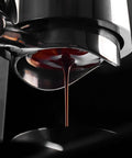 Close-up of Manual Espresso Maker Set Hand Press Espresso Machine With Dual Lever And 12 Bar Pressure Profiling brewing coffee