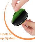 Hand demonstrating hook-and-loop system of 3 Inch Sanding Discs Kit With 800 1000 2000 3000 5000 Grits Silicon Carbide Hook And Loop Wet Dry Sandpaper