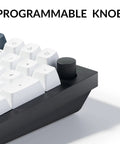 Compact 96 Percent Wireless Mechanical Keyboard Hot Swap Switches Dual 2.4Ghz Bluetooth showing programmable knob feature.