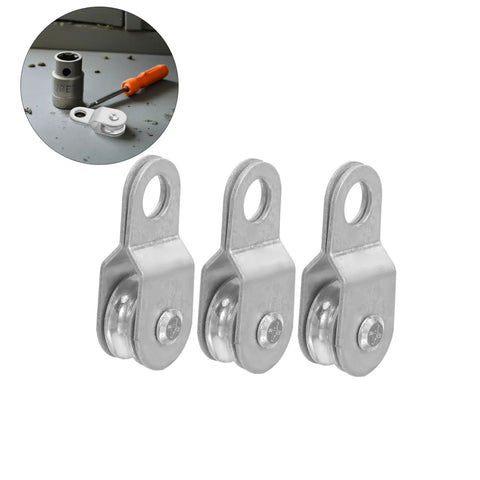 12 Pack 6mm Wire Rope Bearing Pulley Blocks With Swivel Rollers For Outdoor Cable Guide Pulleys For Lifting And Load Movement In Workshop Garage And Adventure Gear, silver pulleys