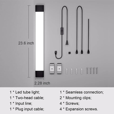 Plug In LED Light Fixture 2Ft Linkable 5000K Under Cabinet Lighting 2500 Lumens 18W Triproof Ceiling Wall Light components