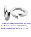 M12 Split Lock Washer 25 Pack 304 Stainless Steel 18 8 Spring Lock Washers for hardware fittings
