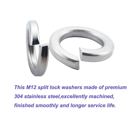 M12 Split Lock Washer 25 Pack 304 Stainless Steel 18 8 Spring Lock Washers for hardware fittings