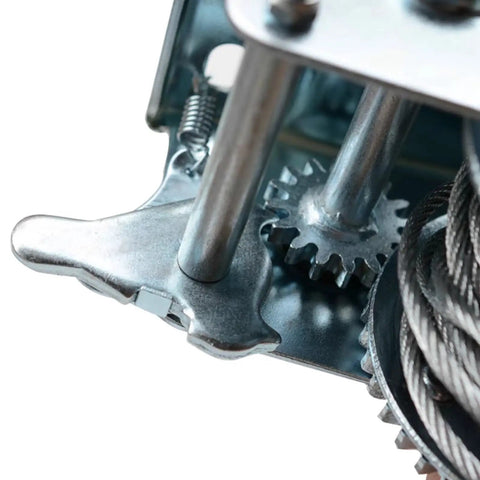 Close-up view of the gear system in Heavy Duty 600-3000lbs Electric Towing Winch With Rust Resistant Steel Cable.