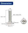 Beefy Drop In T Slot Bolt And M8 Nut Set For 45 Series Aluminum Profile Hammer Head T Bolts 8mm Thread 35mm Length