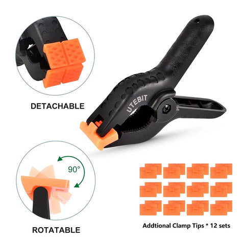Heavy Duty Backdrop Clamps 4 Inch 12 Pack Muslin Clips with detachable and rotatable tips