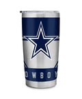 Make Every Sip Hit Different With This Dope 20 Oz Stainless Steel Tumbler Featuring Double Wall Insulation And Secure Lid for Dallas Cowboys Fans, blue and silver design.