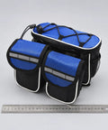 Large Bike Frame Bag 2L With Four Compartments, Water Resistant Frame Storage for Mountain Biking, shown with ruler for size reference