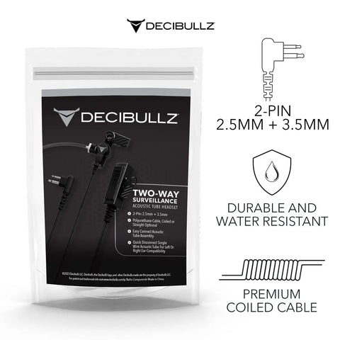 Covert Acoustic Tube Two Way Radio Headset With Clear Coil Cable Stealth Earpiece Audio Set For Two Way Radios 2 Pin 2.5mm 3.5mm