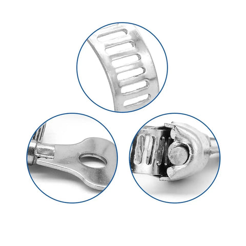 Solid Worm Gear Hose Clips Kit That Adjusts From 8MM To 38MM For Any Plumbing Job Or Car Mechanic Tune Up With Heavy Duty Adjustable Clamps, stainless steel