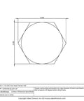 Top view diagram of 1/4-20 x 1 1/2 inch Grade Two pure titanium hex head bolt for engineering projects.