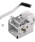 Two Speed Trailer Winch With Center Mount Holes And 2600 Lbs Capacity, Fast High Gear, 10 Inch Comfort Grip Handle, Shift Lock