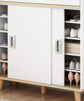 Concealed Recessed Flush Pull Handle 2-Pack Stainless Steel Hidden Flat Sliding Door Pulls on white cabinet with shoes