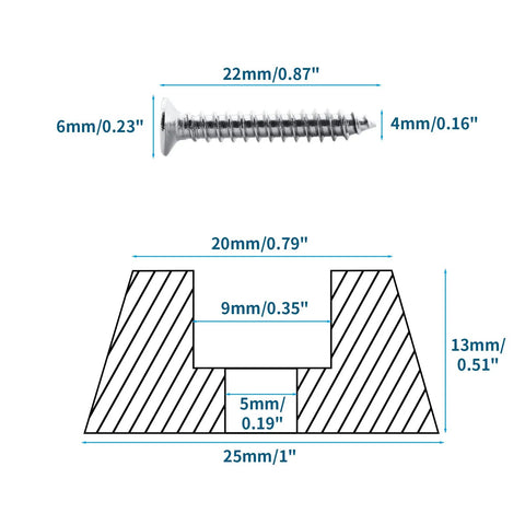 Twelve Piece Set Of Heavy Duty Round Rubber Feet Bumpers With Included Stainless Steel Screws One Inch Wide Top Half Inch Tall Anti Scratch Cabinet Table Leg Pads Rock Solid Non Slip Grip Kit with stainless steel screw dimensions.