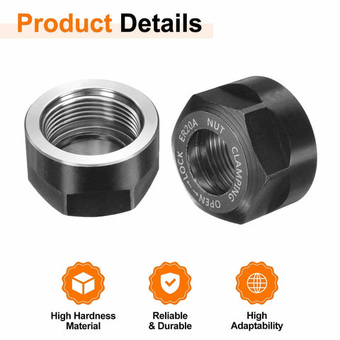 Heavy Duty Rock Solid Er16 Collet Clamping Nut Featuring Dynamic Balance Holes For Cnc Lathe Chucks And Milling Tool Holders Precision Machined 40Cr Alloy Steel, showing two nuts with threaded interior.