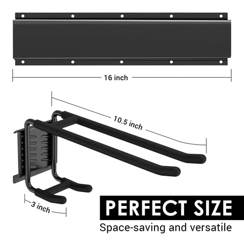 Dimensions of 9 Piece Garage Slatwall Hook Kit With 6 Double Utility Hooks And 3 Mounting Plates, Extra Heavy Duty Tool Hanger For Slat Walls