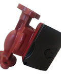 Close-up of a Cast Iron Circulator Pump 1/25 Hp Red With 0-17 GPM Flow, 0-19.5 Ft Head, 145 Psi Max, UL CSA Listed