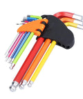 Super Cool 9 Piece Hex Wrench Set With Chrome Steel Ball Heads In Vibrant Colors For DIYers And Pros To Fix Stuff Fast And Keep Your Tools Organized, color-coded hex keys