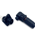Heavy Duty 120A Battery Energy Storage Connector 25mm Wire Crimp Terminal With Right Angle Plug Socket IP67 Waterproof Rated At 1000V, showing two connectors.