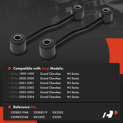 Set Of Two Rear Sway Bar Links For Jeep Grand Cherokee WJ 1999 2004 Stabilizer Links with compatibility chart for WJ models