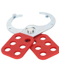 Heavy Duty Nylon Locking Deadbolt With Six Hole Labeling System, Rust Proof Construction, Red And Silver Finish, industrial use