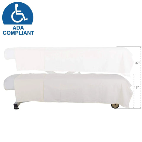 Electric lift design of EarthLite Ellora Electric Lift Massage Table With Flat Top And Black Finish, showing ADA compliant height options.