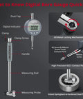 XUNTOP digital bore gauge with 23 anvils and 2 measuring rods for depth measurement in CNC machining