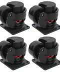 Heavy Duty Leveling Caster Set Rock Solid Adjustable Metal Composite Wheels Four Pack mounted on plates for smooth surface roll.