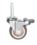 Smooth Rolling Rock Solid Stem Caster Wheels With 5/16 X 1.5 Inch Socket TPR Rubber Replacement Castors Swivel Plate With Brakes For Furniture Cart And Workbench 2 Inch 300 Lb Load Capacity close-up of a swivel caster with brake and TPR rubber wheel.