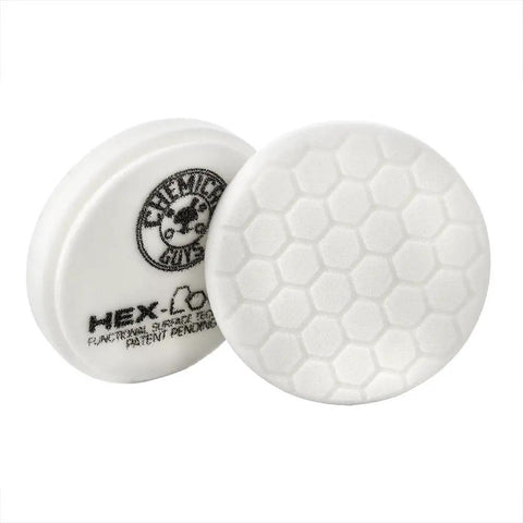 Hex-Logic Buffing Pad Kit 8-Piece 5.5 Inch Set, white foam pad with hex grooves for polishing and waxing cars