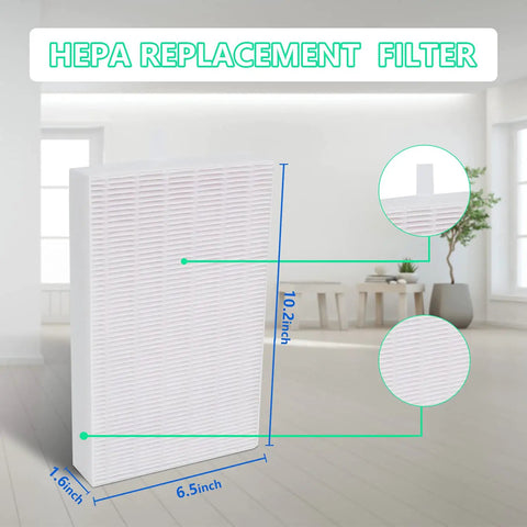 3 Pack True HEPA Replacement Filters For Air Purifiers Top Notch Odor Free And Safe To Use Premium Filter Set display with dimensions