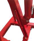 Detail view of Top Shelf Folding Hydraulic Engine Hoist With Telescopic Boom 2 Ton Capacity Muscle Power Motor Crane base structure.