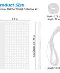 Dimensions and components of Pool Skimmer Guard Kit With Leaf Shield Net for pool inlet protection and smoother circulation.