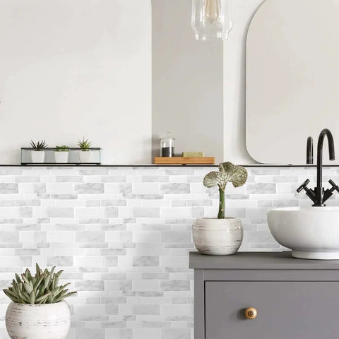 Marble Peel And Stick Backsplash For Kitchen, Thick Self Adhesive Wall Tiles You Can Stick On, No Grout Needed, Marble Look Decorative Tiles, 10 Sheets 12x12 Inches, Upgraded 2-3X Thickness And 5X Stronger Adhesive