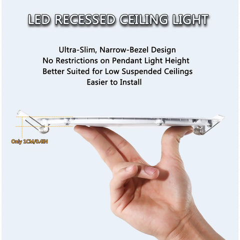 8 in IC Rated Recessed Ceiling Light, 18W 1260LM Slim Flat Panel LED Downlight, ultra-slim design held in hand for easy installation.