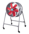 Built Tough 20 Inch Floor Ventilation Fan With Heavy Duty Exhaust Capability And Commercial Grade Rolling Stand for cooling.