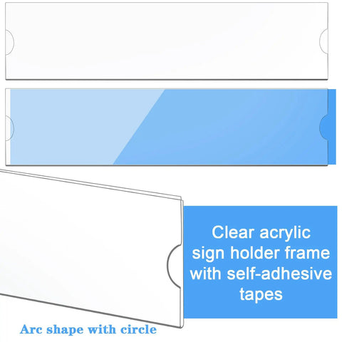 Clear 8 Inch Acrylic Name Plate Holder 2x8 Inch Wall Sign Display Pack of 20 with Sticky Tape for Desks and Doors