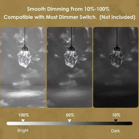 Modern Nickel Crystal Pendant Light Dimmable LED Fixture demonstrating dimming levels from bright to dark.